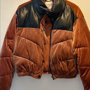 Celebrity Pink Brown and Black Puffer Jacket